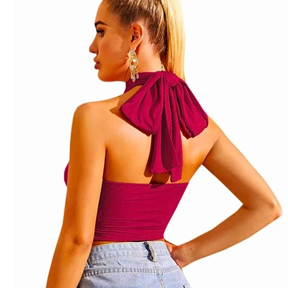 Womens wrap around halter top - Picture 2 of 3